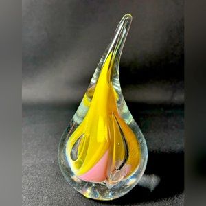 Paperweight Handblown Teardrop paperweight by Adam Jablonski signed